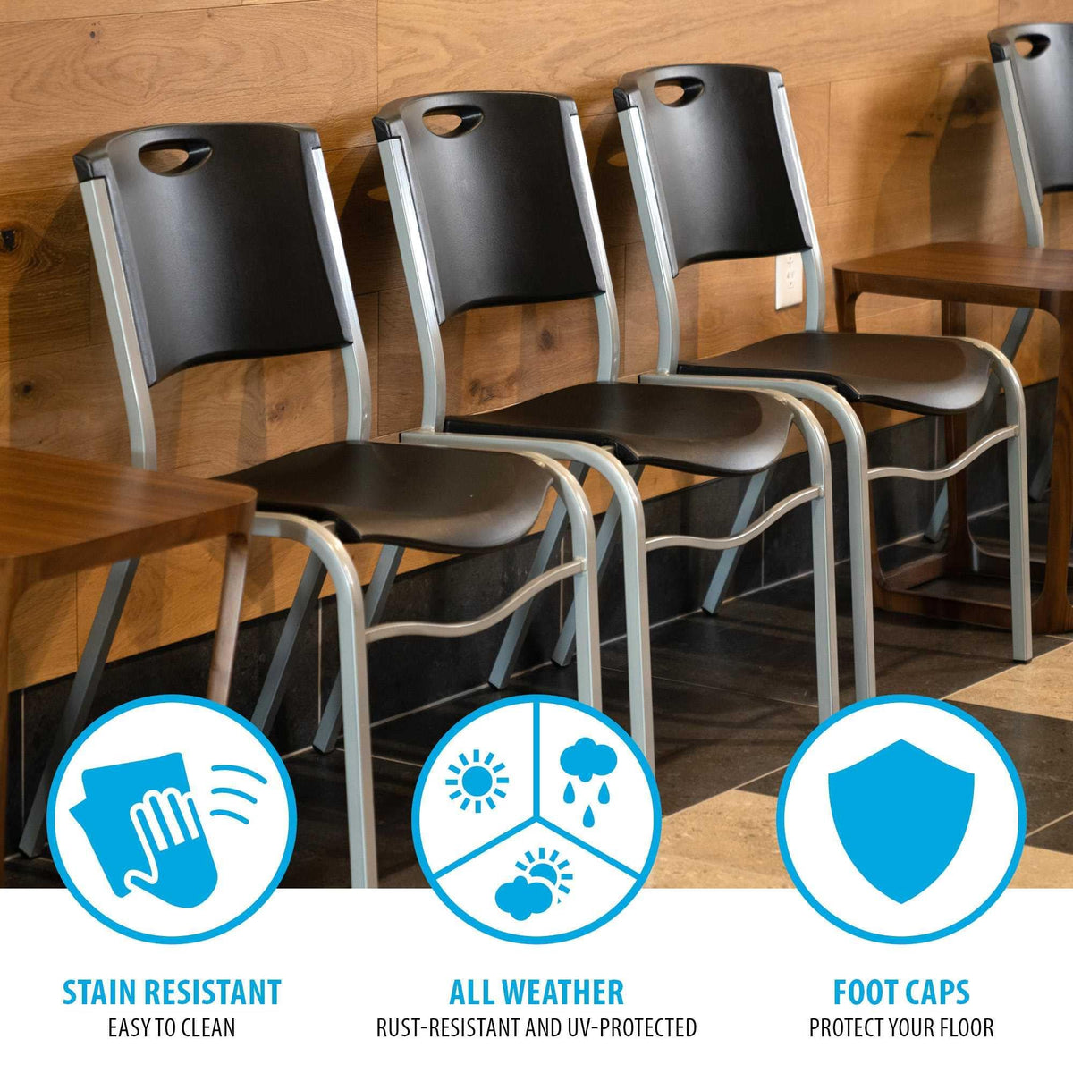 Black Stacking Chair 4-Pack Y442