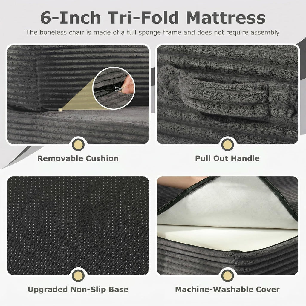 6 inch Tri-Folding Full Size Grey Mattress Y9374