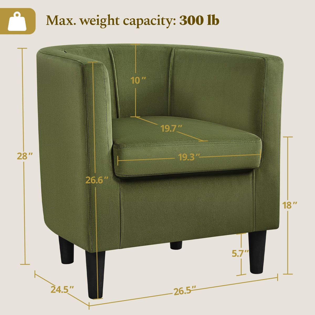 Barrel Accent Chairs Set of 2 Olive Green N671184