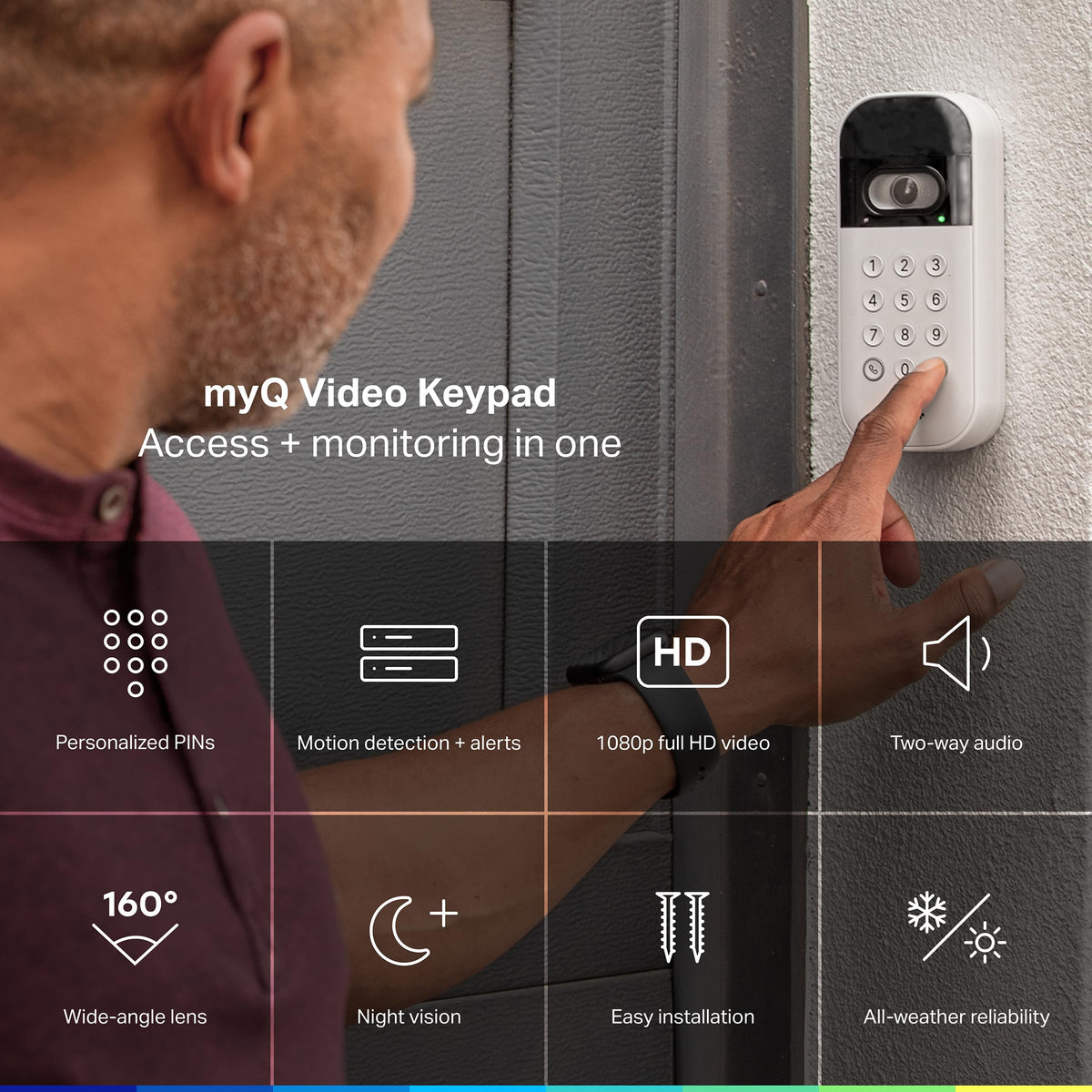 Smart Garage Door Video Keypad with Wide-Angle Camera, White P2783