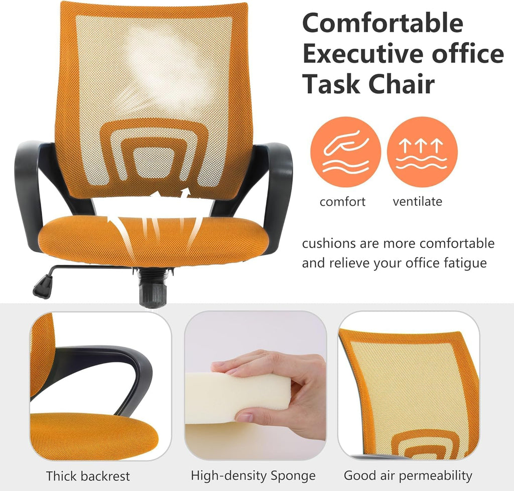 Orange Mesh Mid-Back Office Chair L793