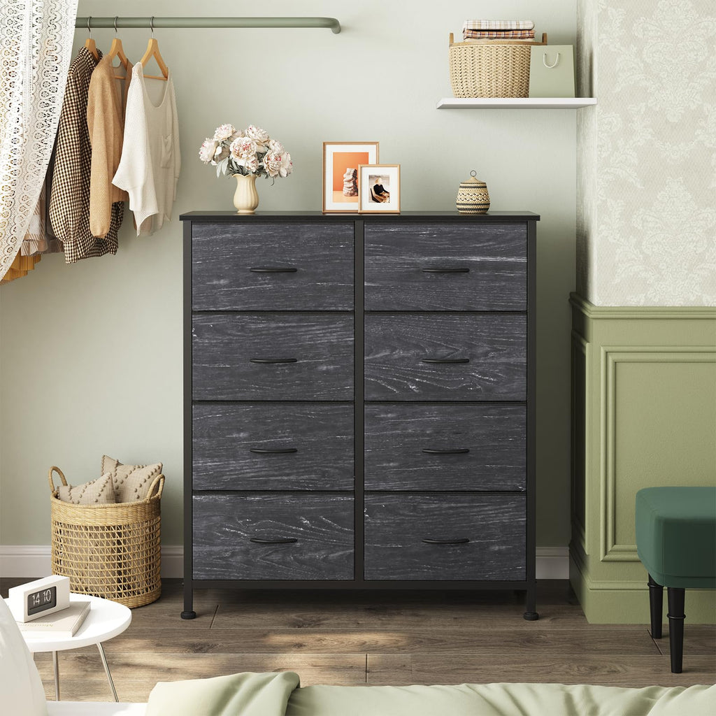 Black 8 Drawer Fabric Dresser F7366