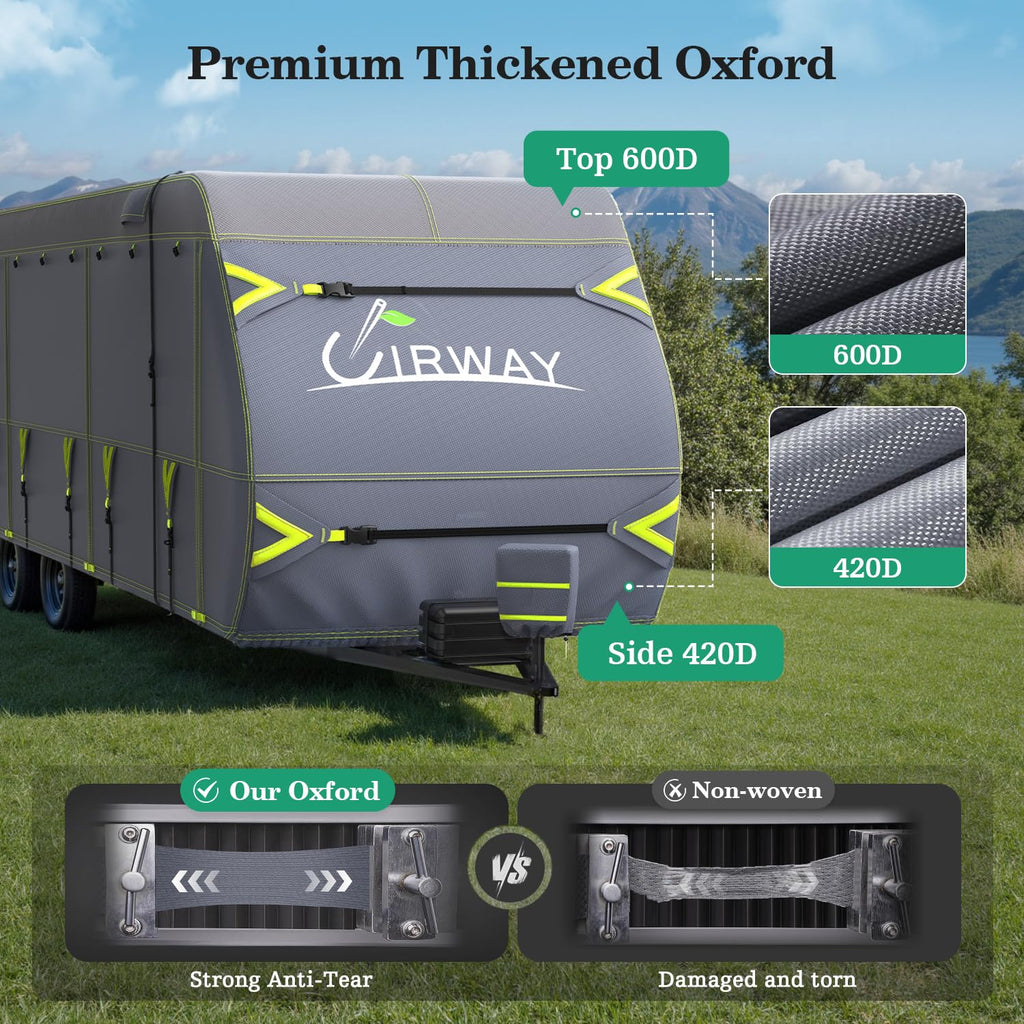 600D Oxford Waterproof Rip-Stop RV Cover 24-27ft with 4 Tire Covers F9411