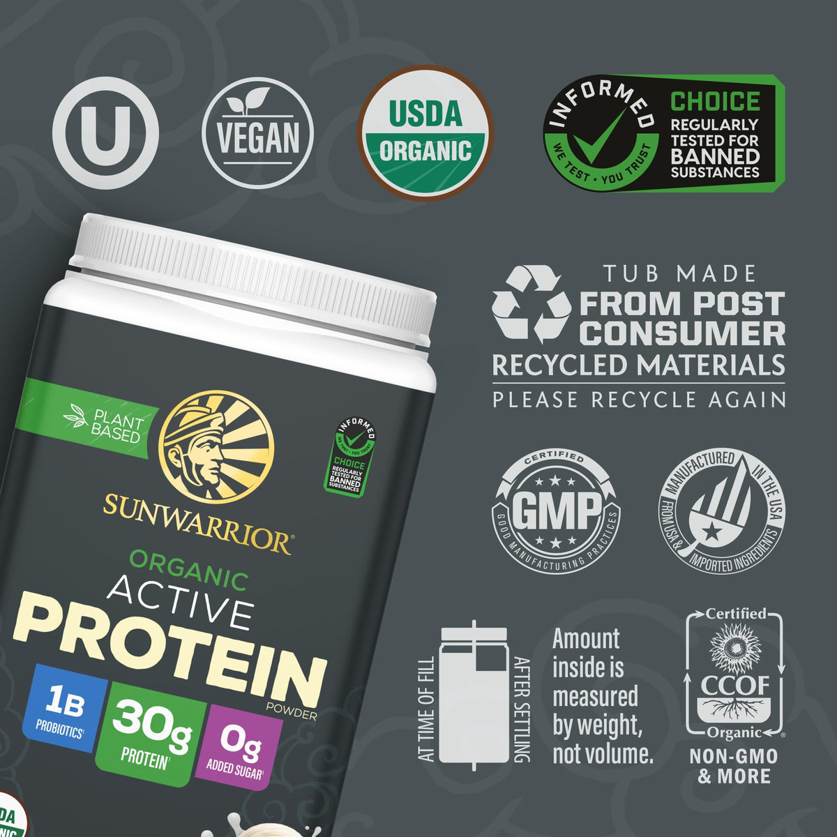Organic Plant Based Protein Powder, Vegan, Vanilla, 20 Servings G27948