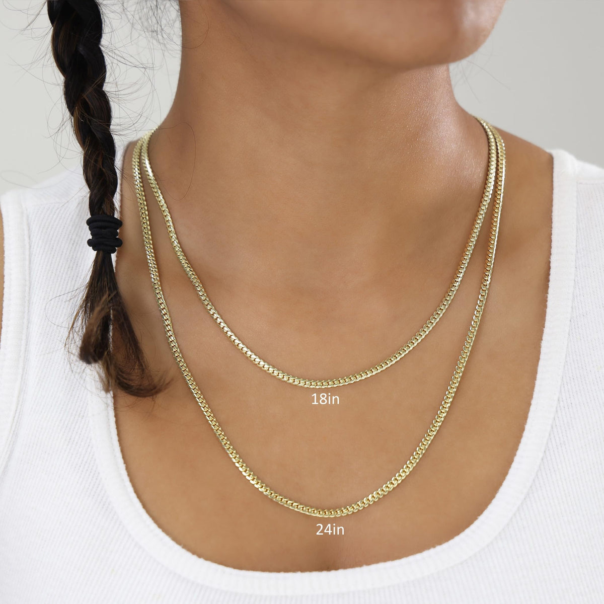 14K Yellow Gold Cuban Link Chain Necklace K4355