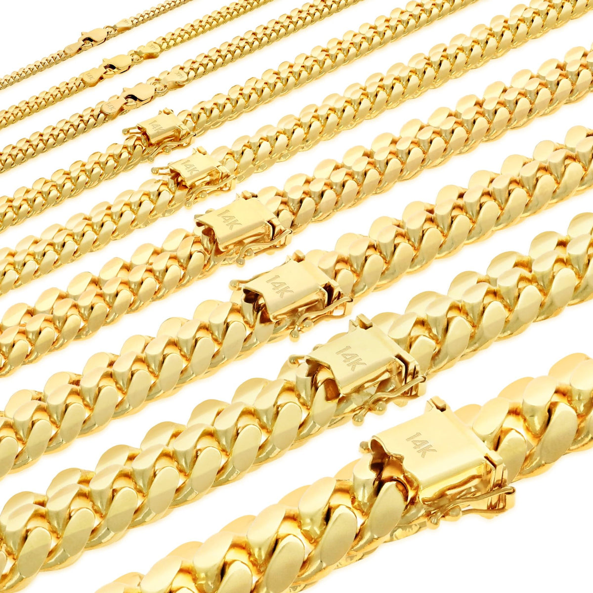 14K Yellow Gold Cuban Link Chain Necklace K4355