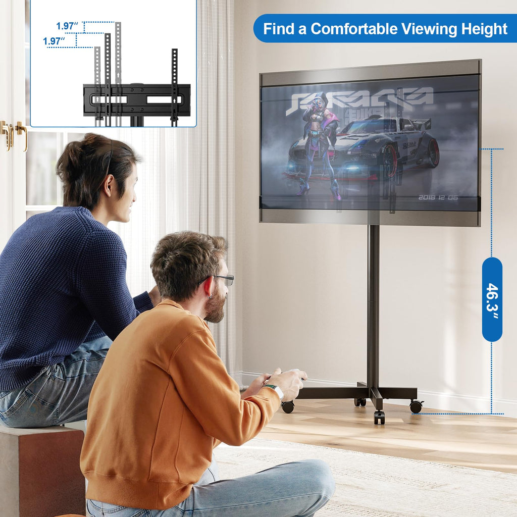 Mobile TV Cart Rolling TV Stand for 23-65 Inch TVs K40035