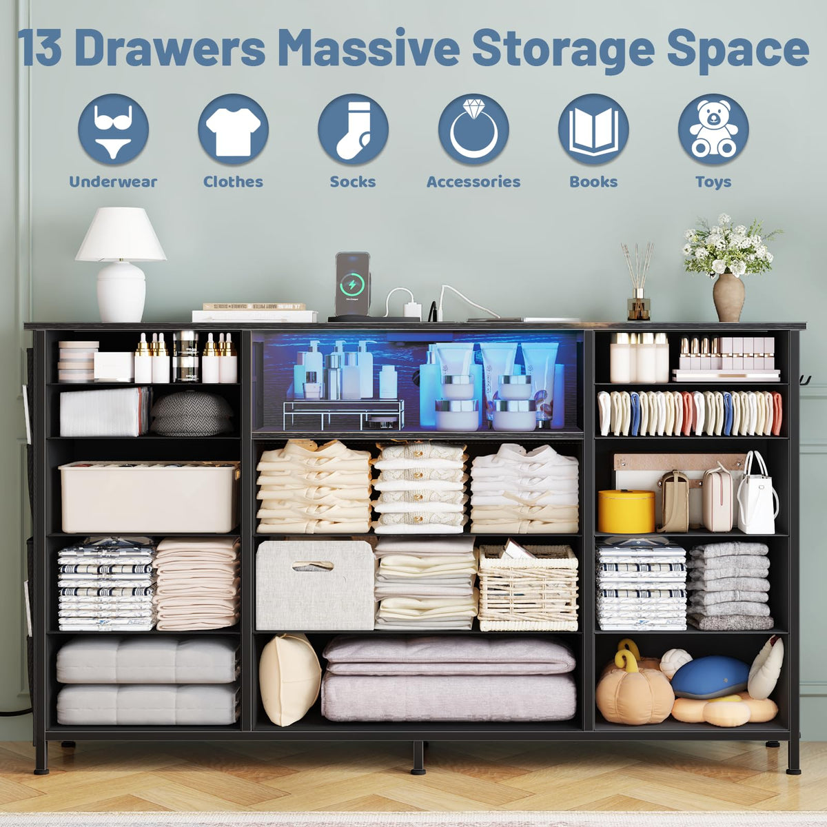 13 Drawer Fabric Dresser V70166