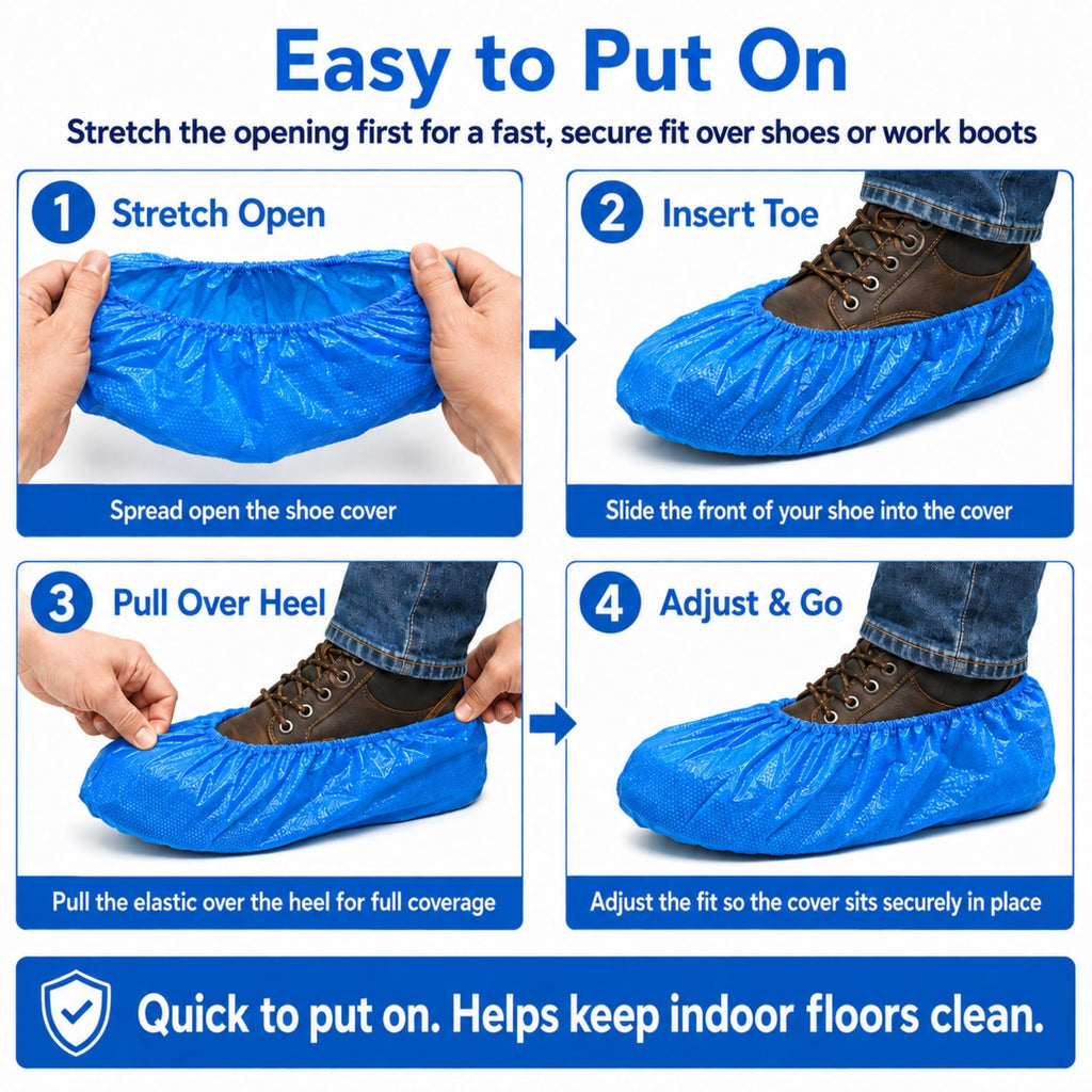 Blue Waterproof Disposable XL Shoe Covers F456
