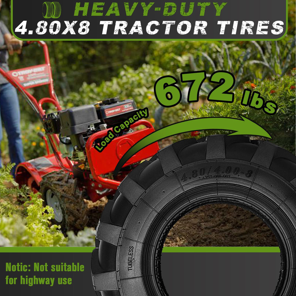 2 PCS 4.80/4.00-8 Tubeless Lawn Garden Tires R838836