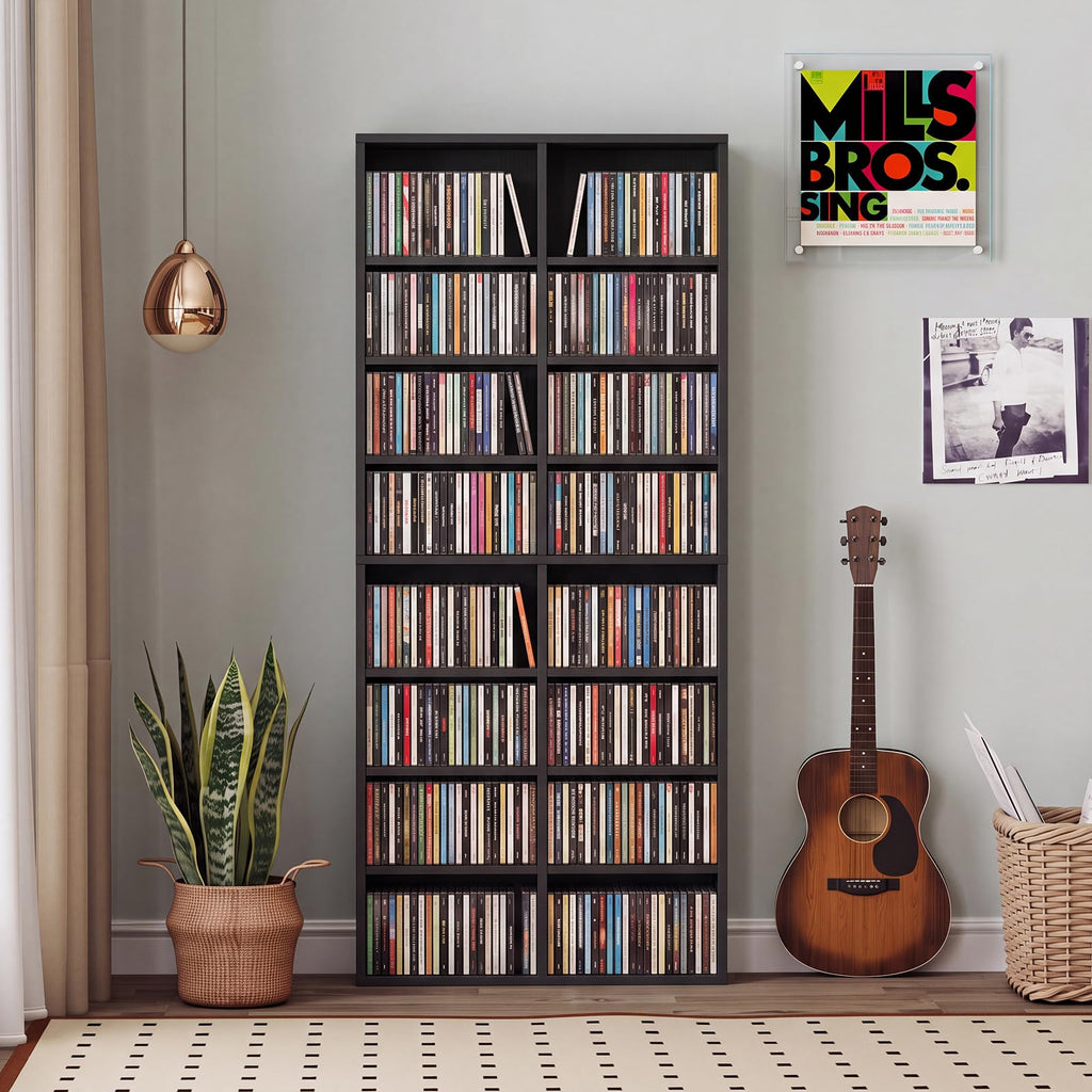 Black 16 Shelf CD DVD Rack X2115