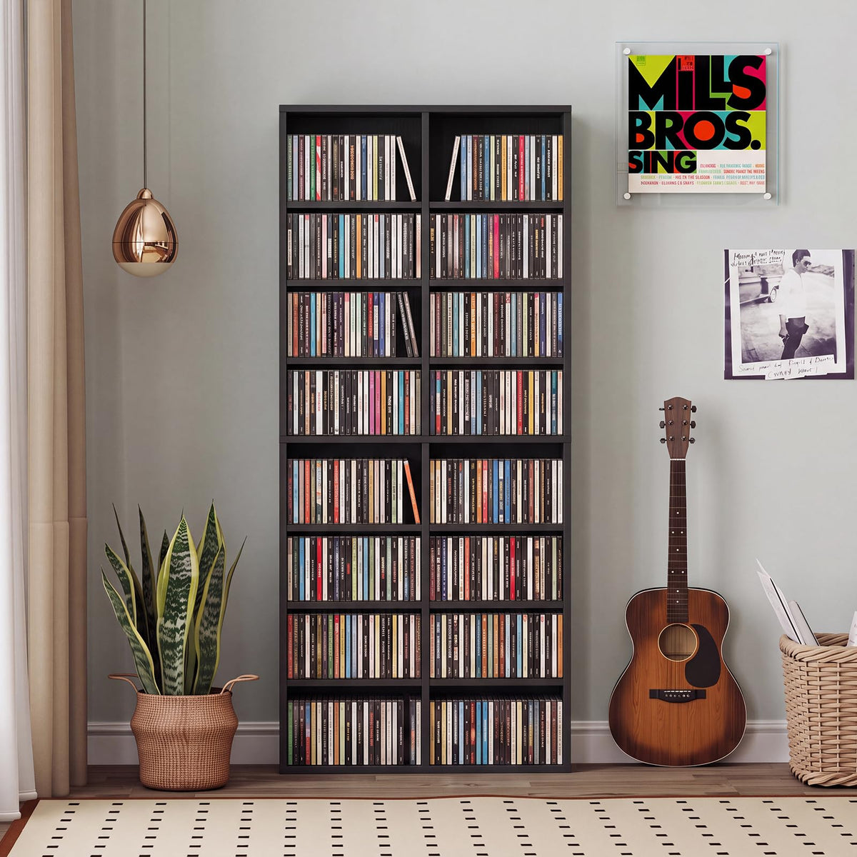 Black 16 Shelf CD DVD Rack X2115