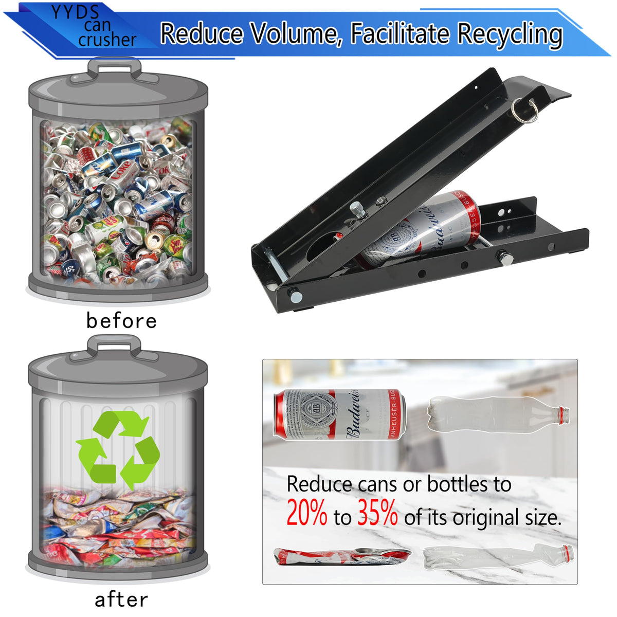 Heavy-Duty 12 Oz. and 16 Oz. Aluminum Can Crusher T397258