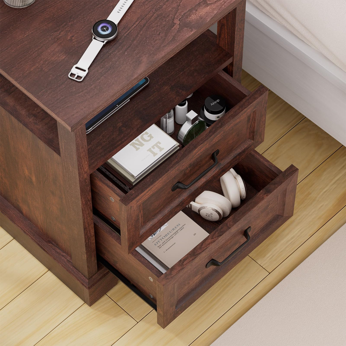 18'' Wood Nightstand with Charging Station R115378