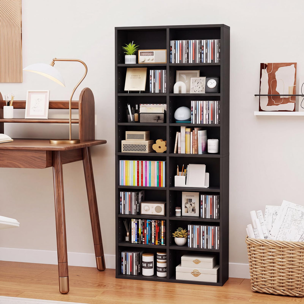 Black 16 Shelf CD DVD Rack X2115