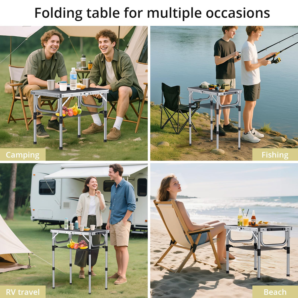 Folding Camping Table 24"X 16" Adjustable Height E212323