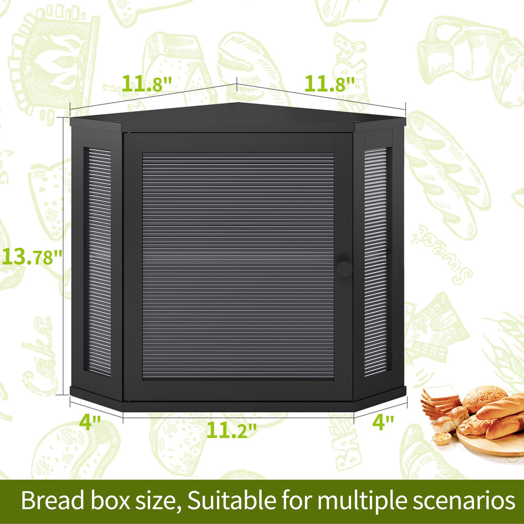 Black Medium Double Layer Bamboo Bread Box G3964
