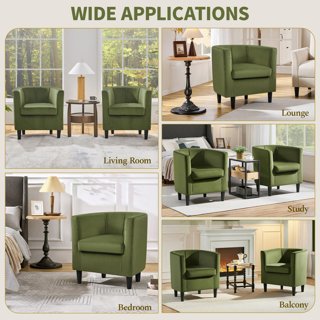 Barrel Accent Chairs Set of 2 Olive Green N671184