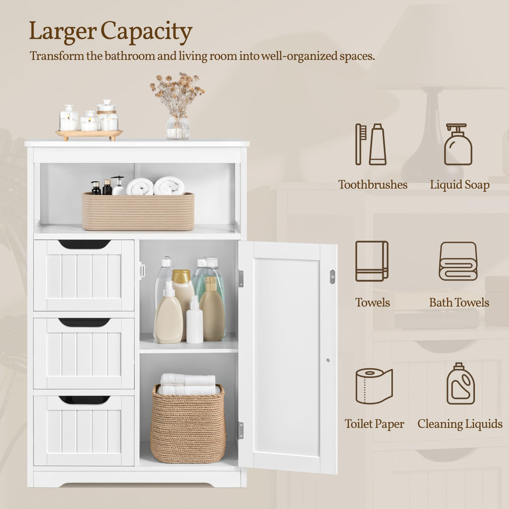 White 3 Drawer Bathroom Storage Cabinet J990149