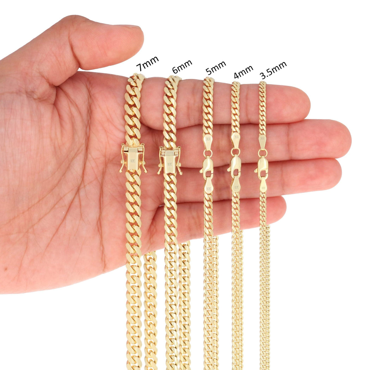 14K Yellow Gold Cuban Link Chain Necklace K4355
