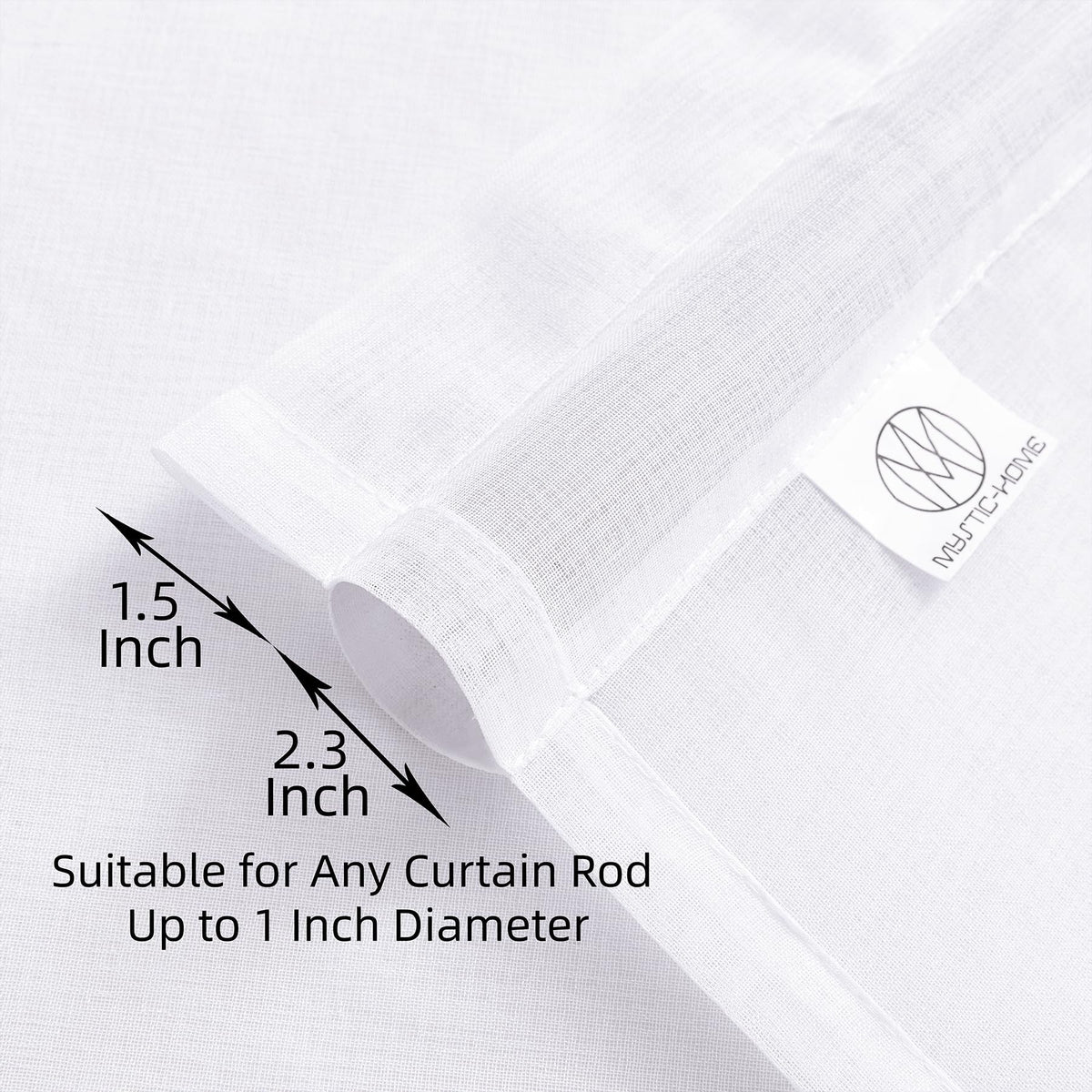 White 95 Inches Long Rod Pocket Sheer Curtains Set of 2 A165