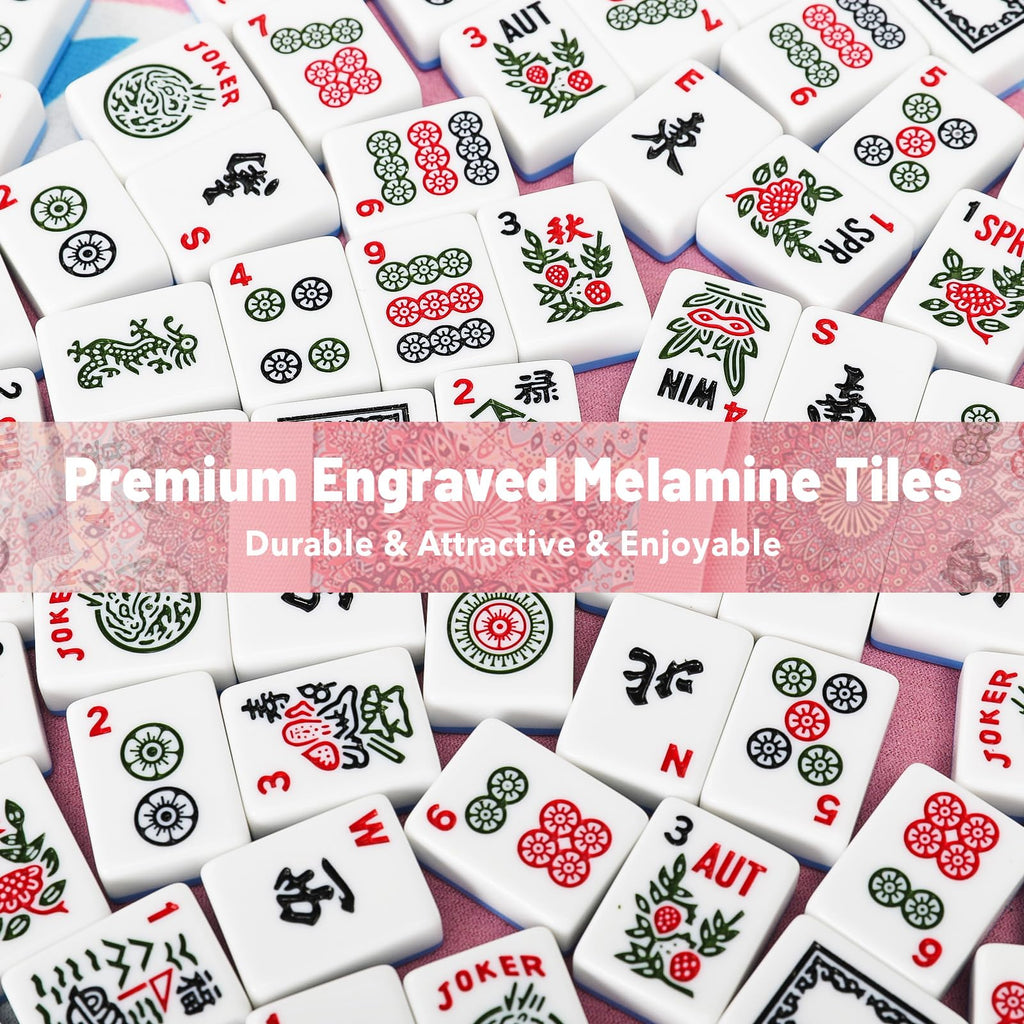 American Mahjong Set with 166 Blue Tiles and Racks Y95588