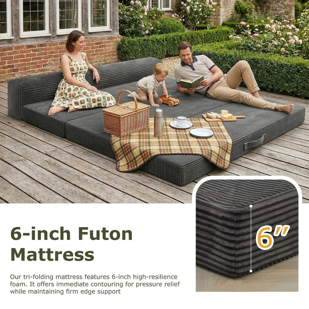 6 inch Tri-Folding Full Size Grey Mattress Y9374