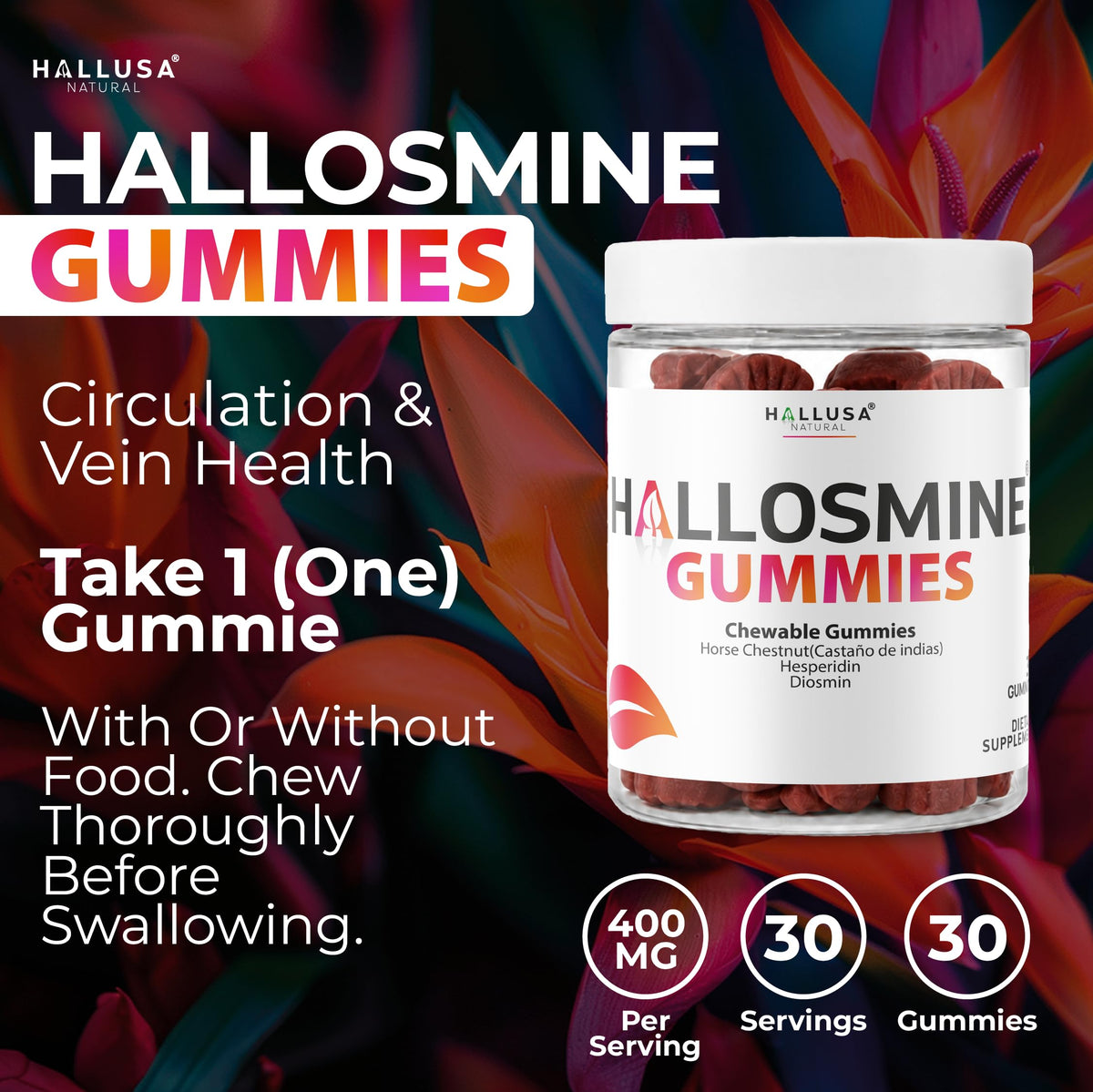 60 Chews 400mg Diosmin Hesperidin & Horse Chestnut Gummies C90149