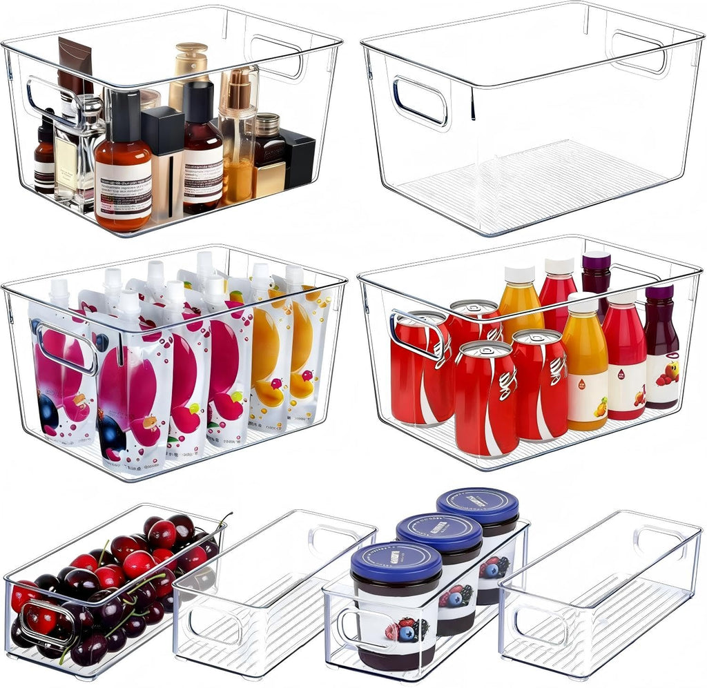 Set of 8 Clear Plastic Stackable Storage Bins O101054