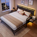 Black Metal Daybed with Trundle and LED Light J580950