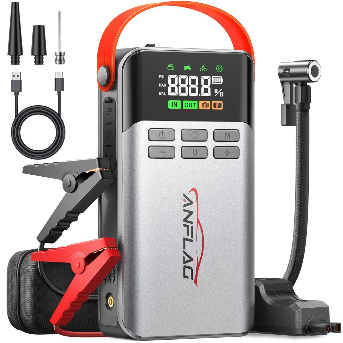 8-in-1 Car Jump Starter with Air Compressor N79380