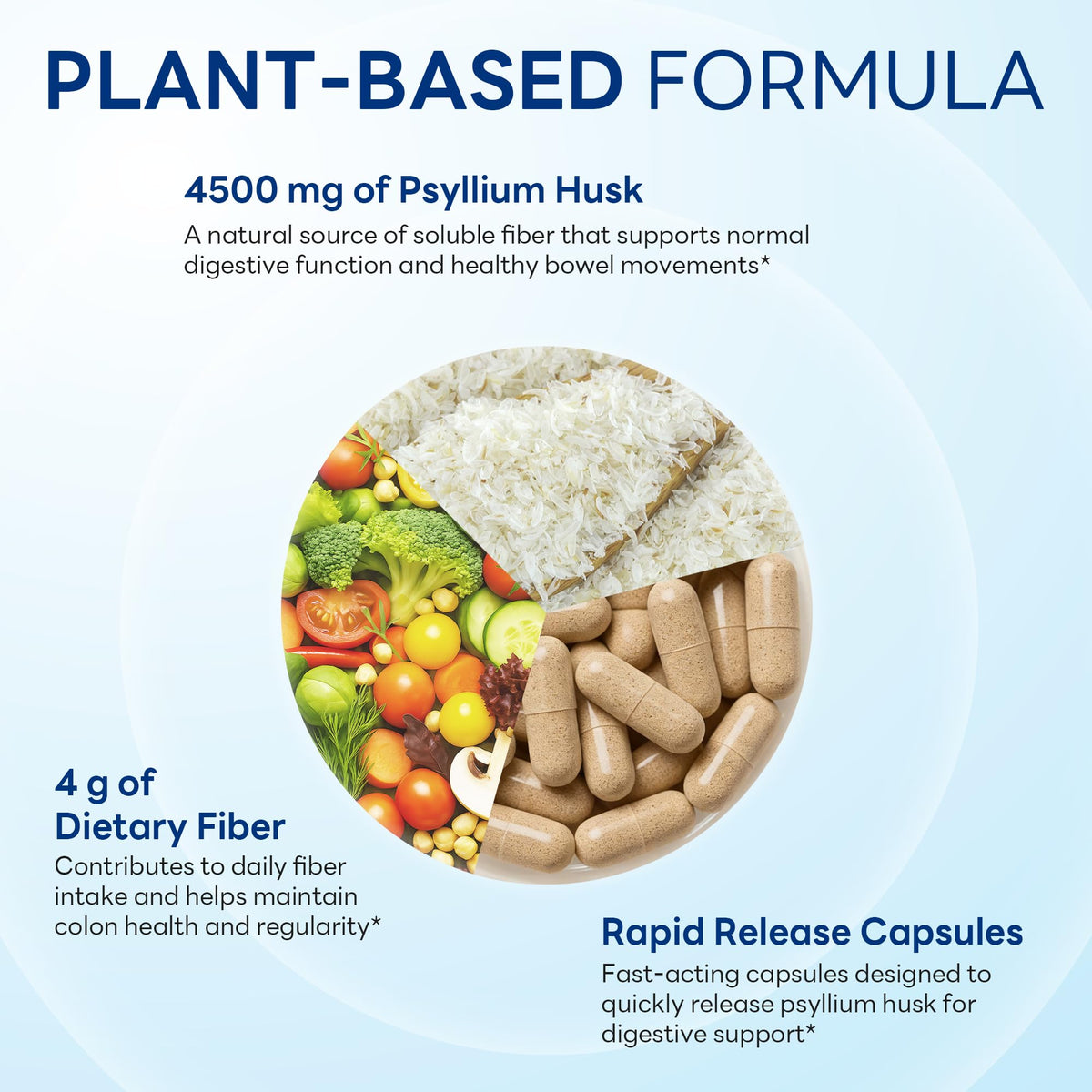 Psyllium Husks Capsules 4500 mg 120 Capsules D20391
