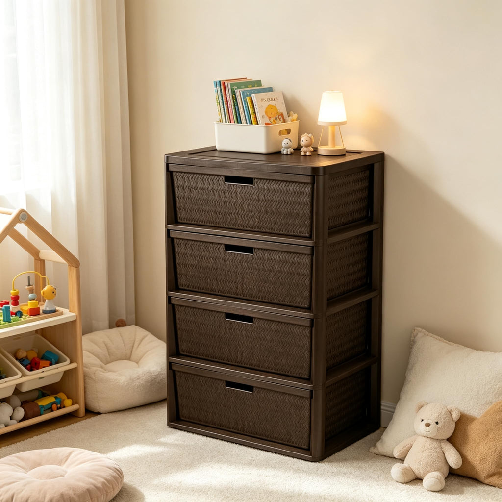 Brown 4 Drawer Storage Tower C6376