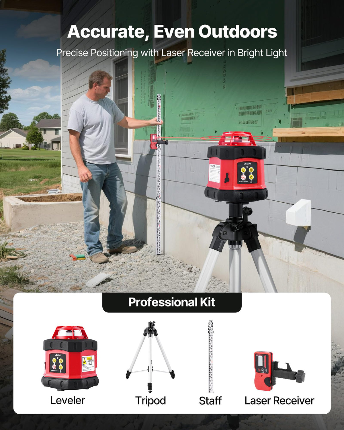 360-Degree Self Leveling Rotary Laser Level Kit with Tripod O4306