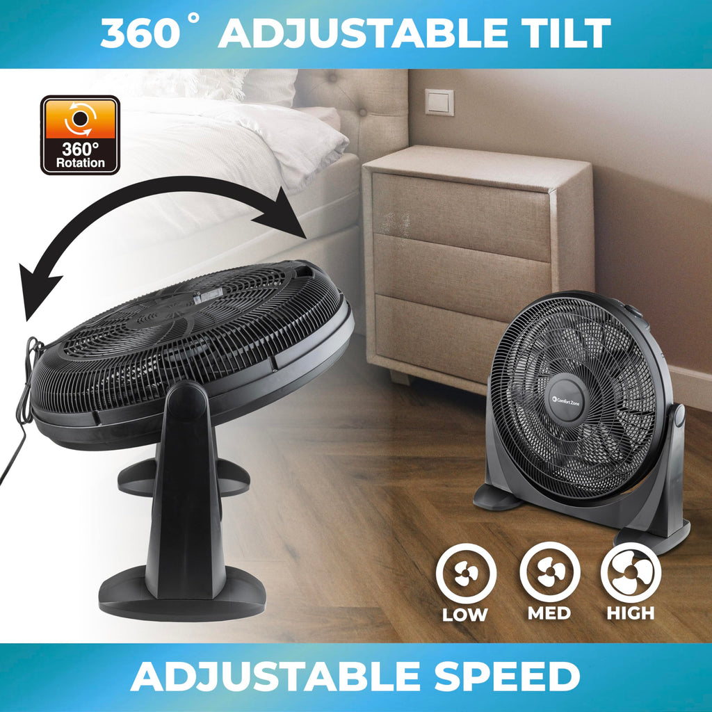20-Inch High-Velocity Floor Fan with 3 Speeds, Black J8685