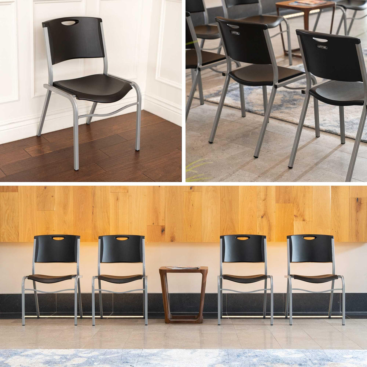 Black Stacking Chair 4-Pack Y442