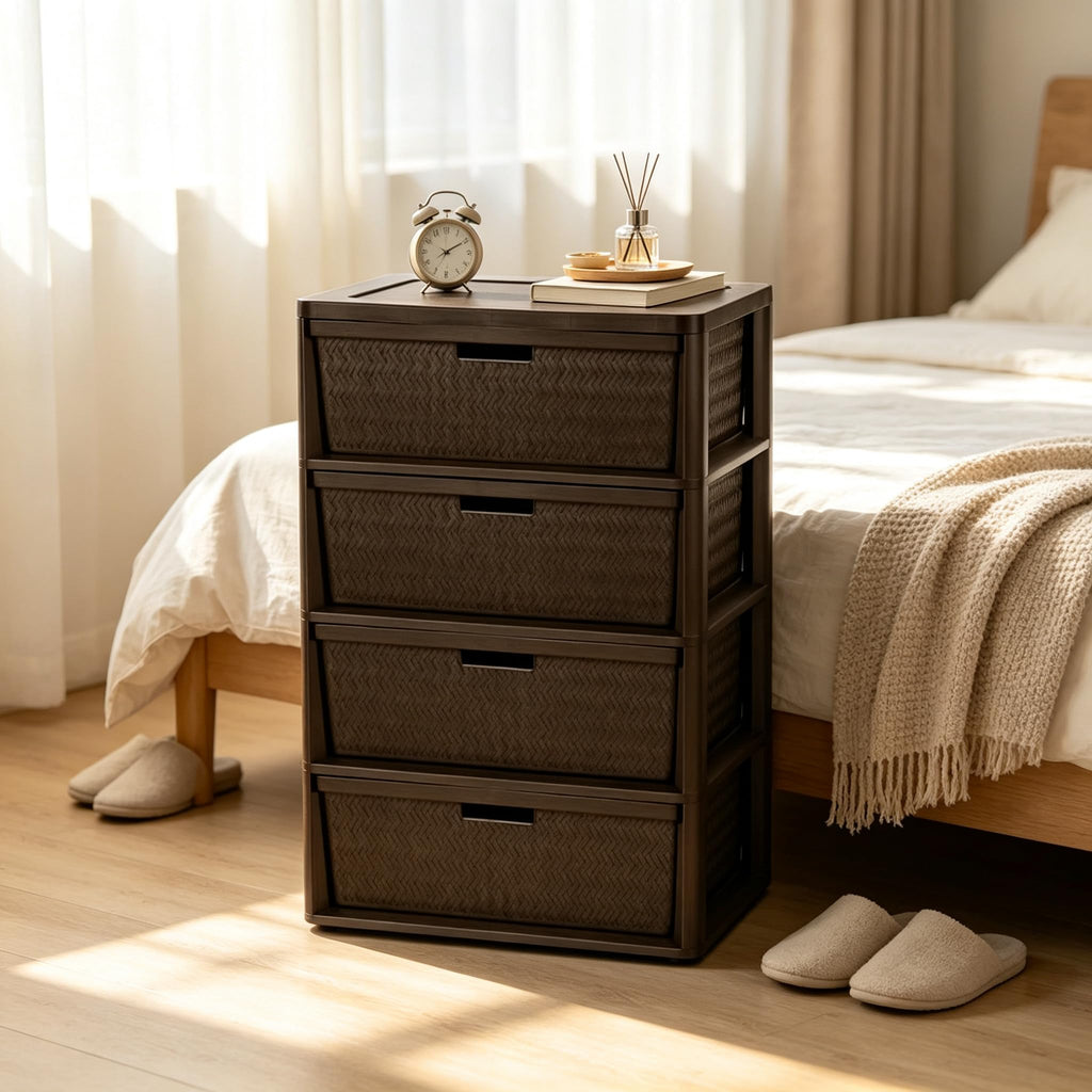 Brown 4 Drawer Storage Tower C6376