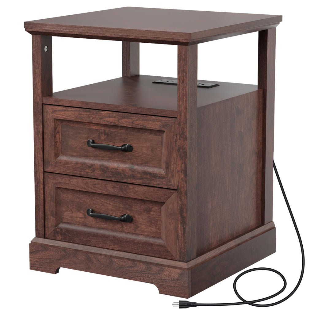 18'' Wood Nightstand with Charging Station R115378
