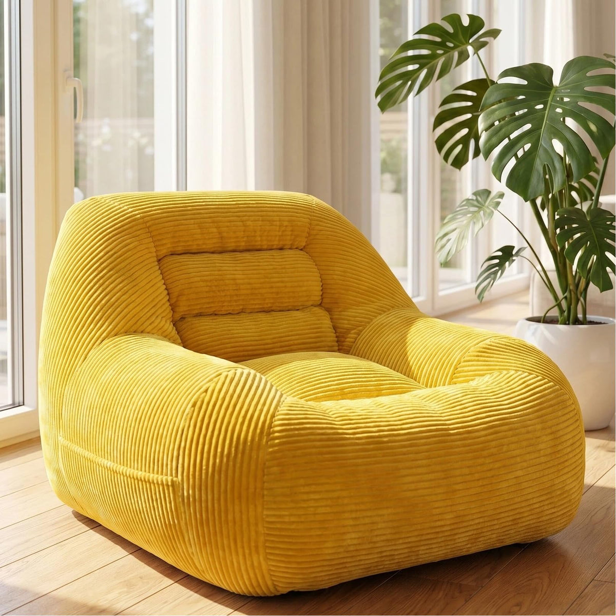 Oversized Corduroy Memory Foam Bean Bag Chair E3453
