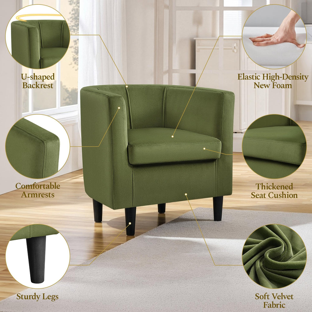 Barrel Accent Chairs Set of 2 Olive Green N671184