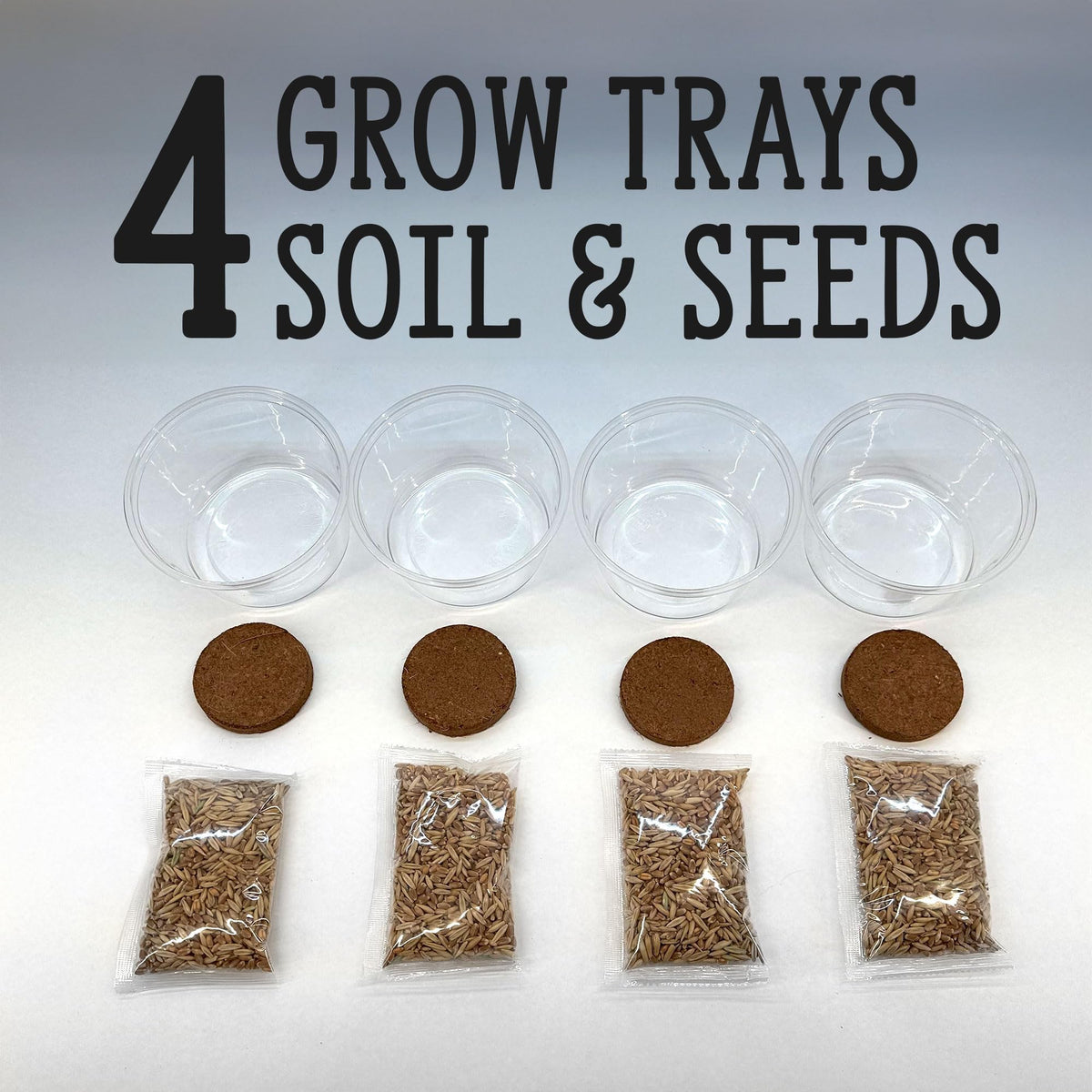 Organic Cat Grass Grow Kit 4 Pack Non GMO Heirloom Seeds L306