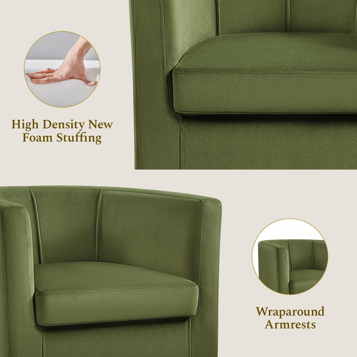 Barrel Accent Chairs Set of 2 Olive Green N671184