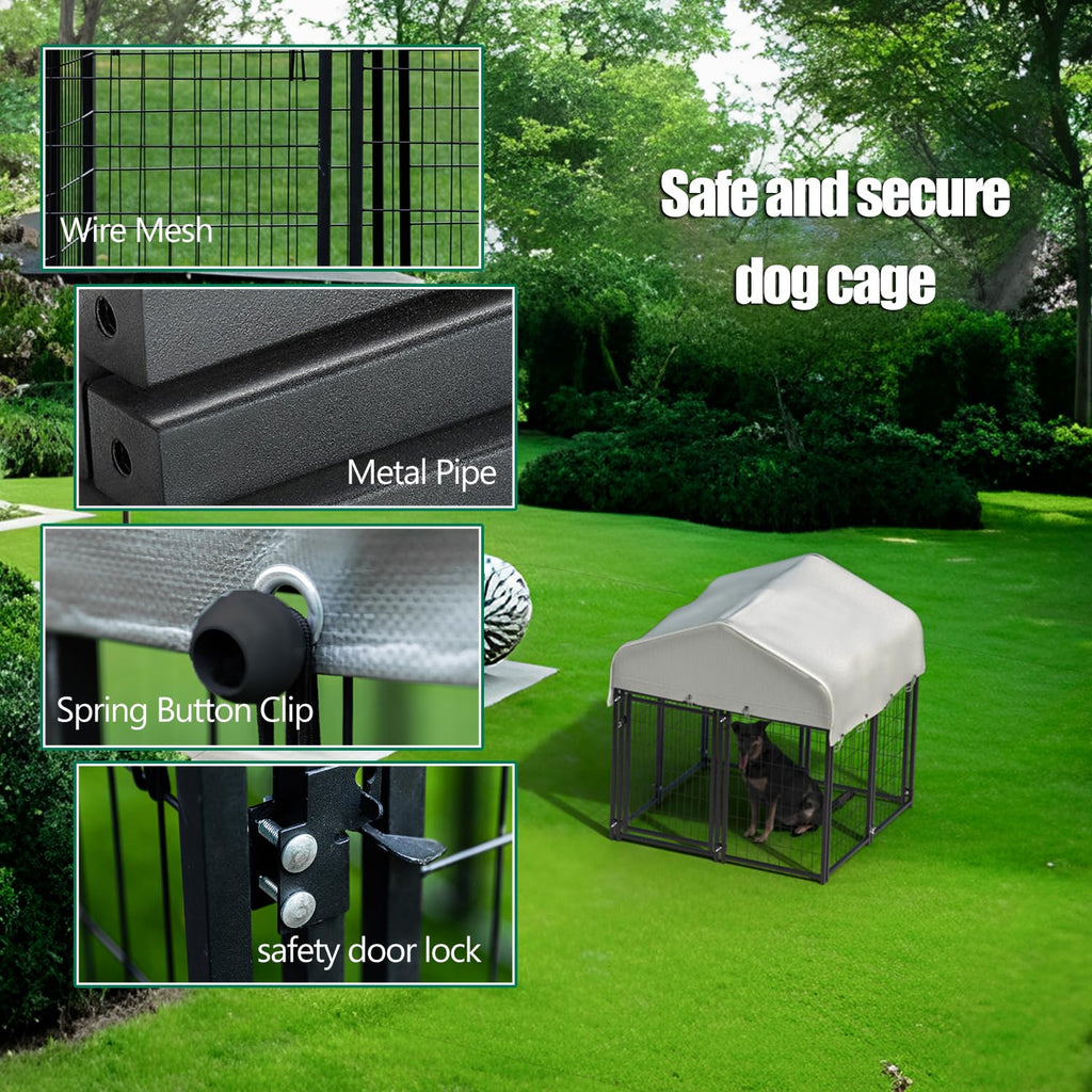 Large Heavy Duty Outdoor Dog Kennel with Roof J7057