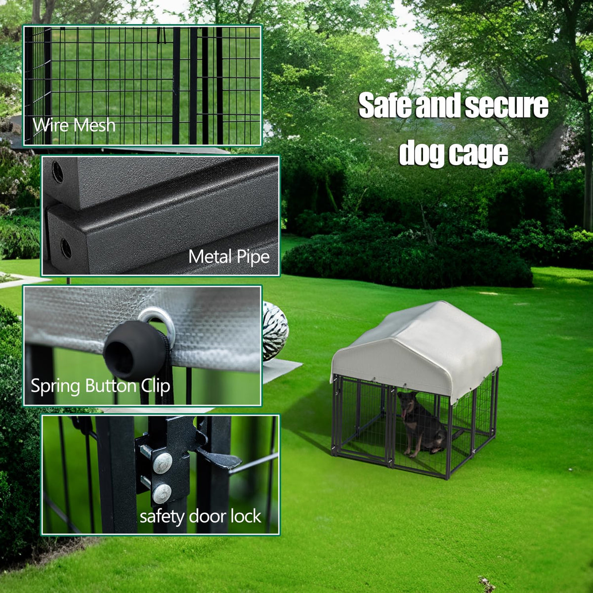 Large Heavy Duty Outdoor Dog Kennel with Roof J7057