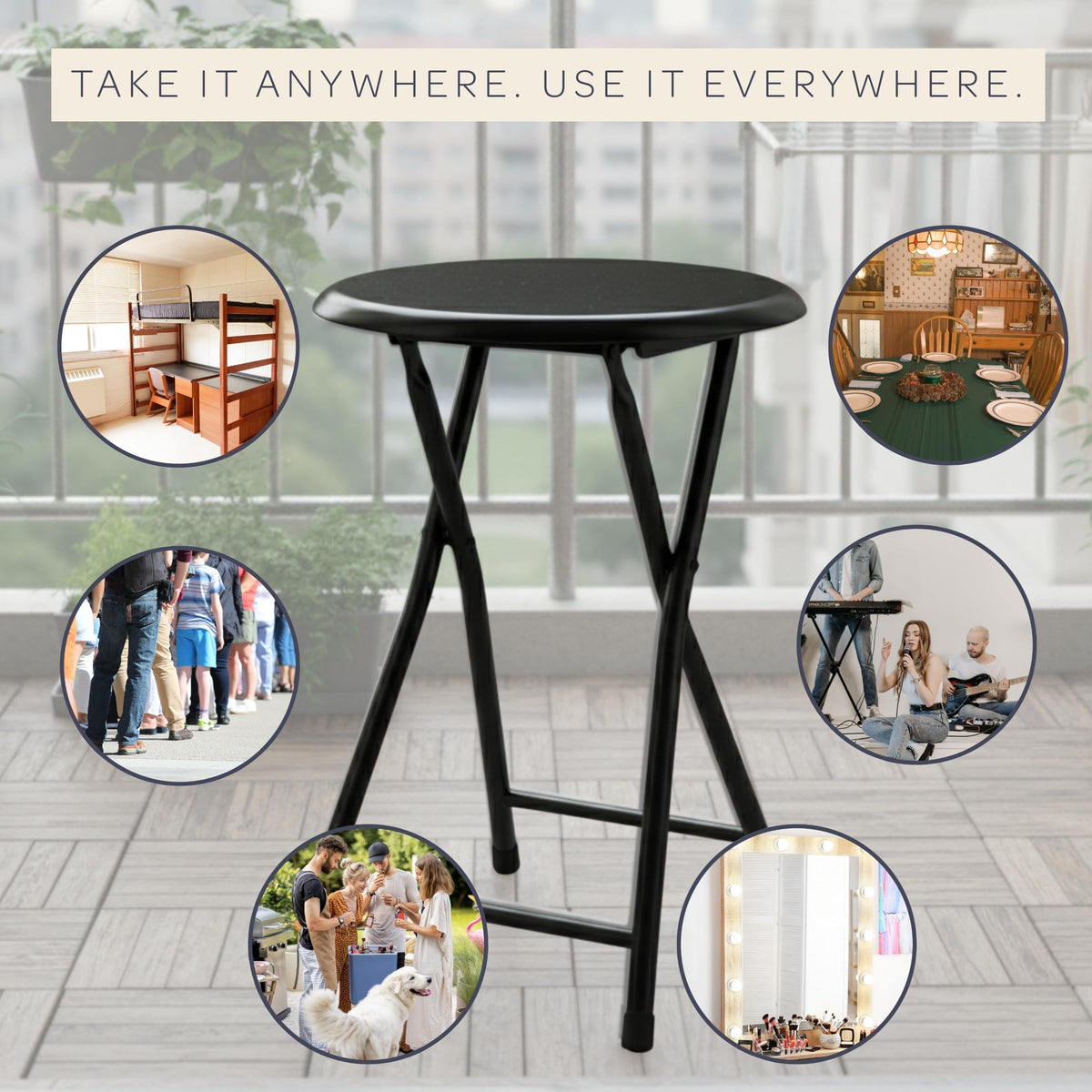 Folding Backless Stool 18-Inch 225lb Capacity G150709