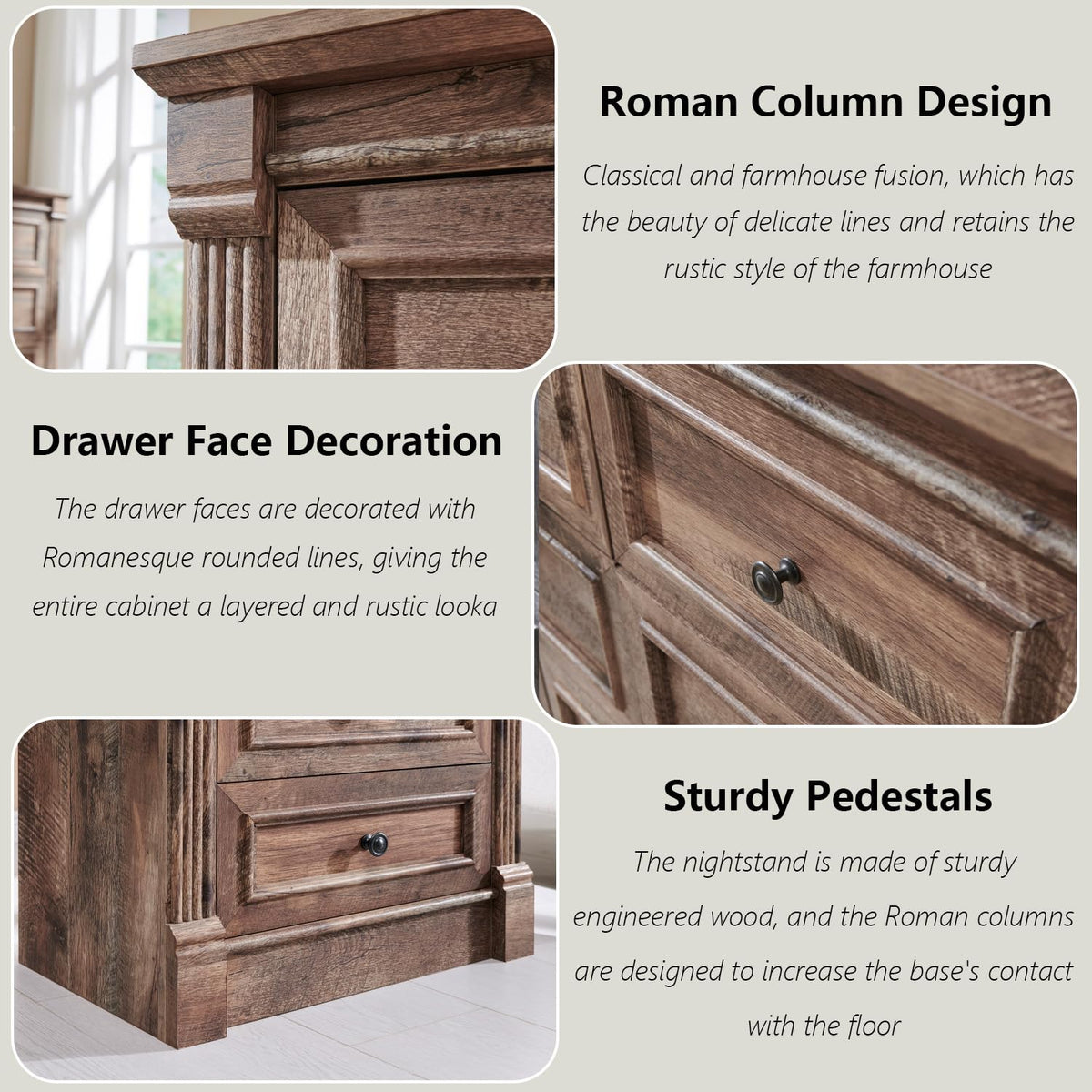 26" Tall 3 Drawer Light Brown Nightstand Z491339