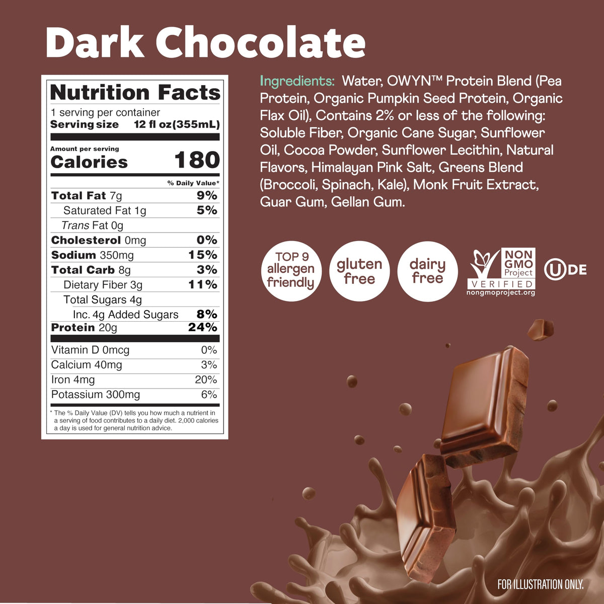 Dark Chocolate 20g Protein Shake, 12 Ct R3490