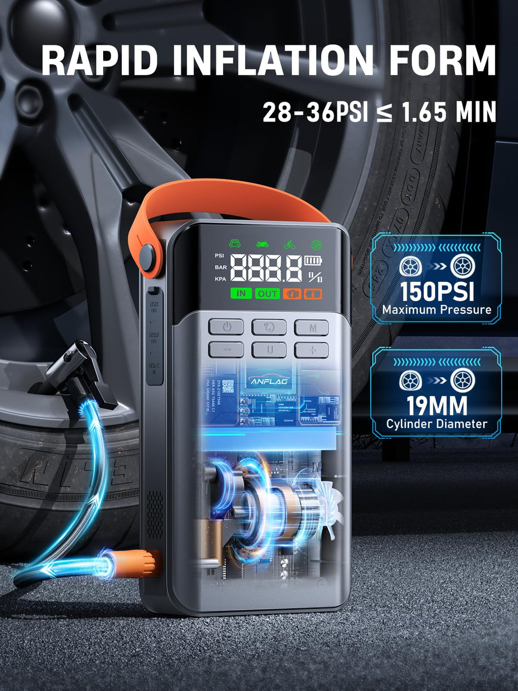 8-in-1 Car Jump Starter with Air Compressor N79380