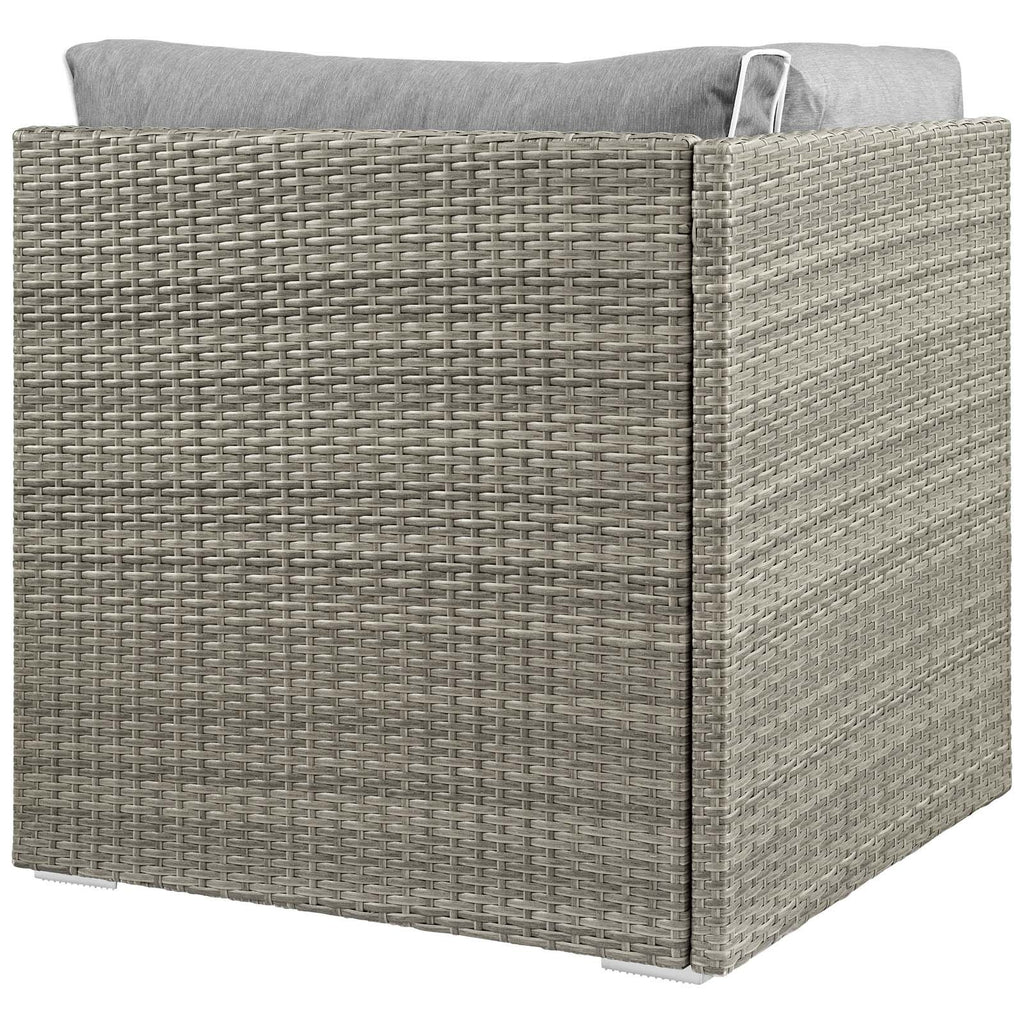 Light Gray Wicker Rattan Corner Sectional Sofa Chair with Cushions I249481