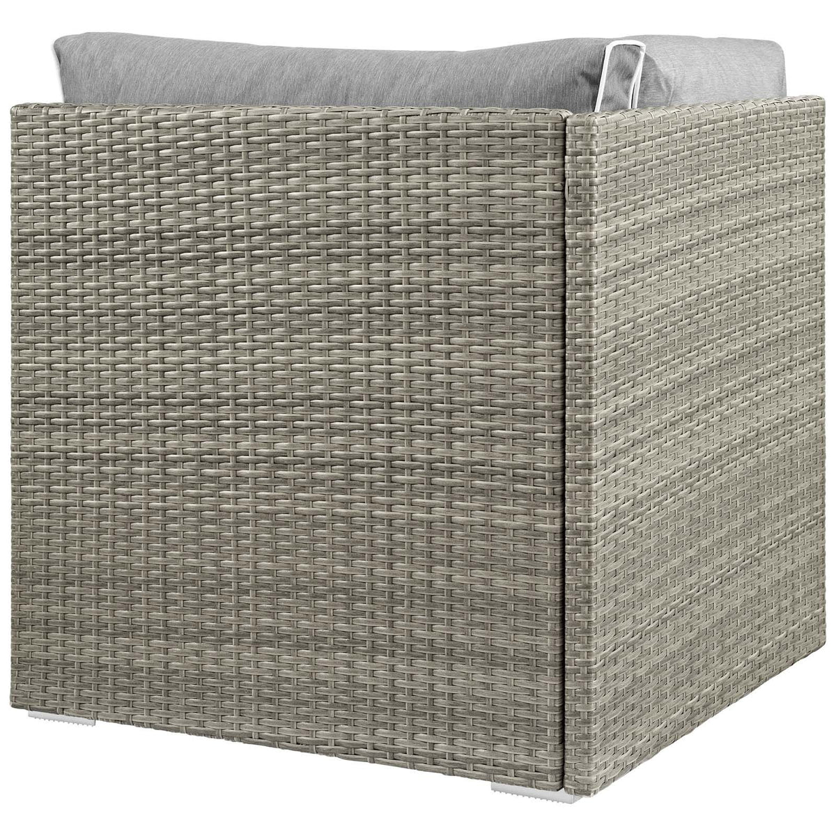 Light Gray Wicker Rattan Corner Sectional Sofa Chair with Cushions I249481